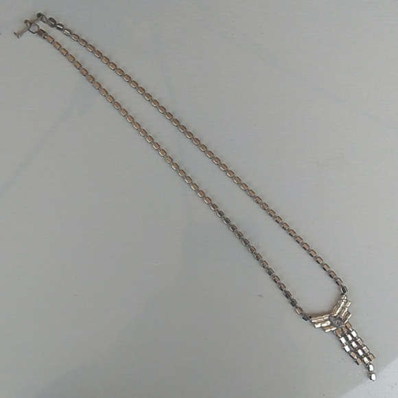 VINTAGE Rhodium Pl Crystal Rhinestone Tassel SET - Picture 5 of 8